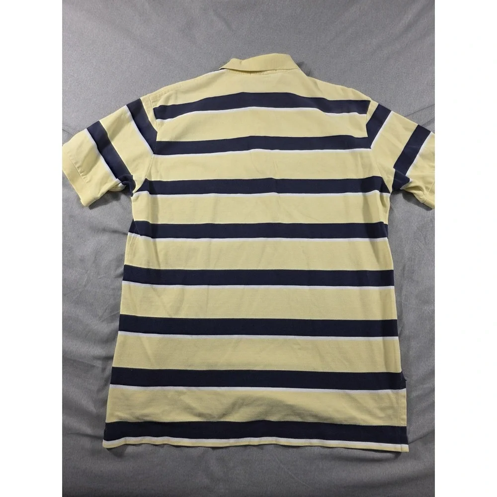 Polo Ralph Lauren Men Large Yellow Blue Stripe Pique‎ Polo Shirt Casual Preppy